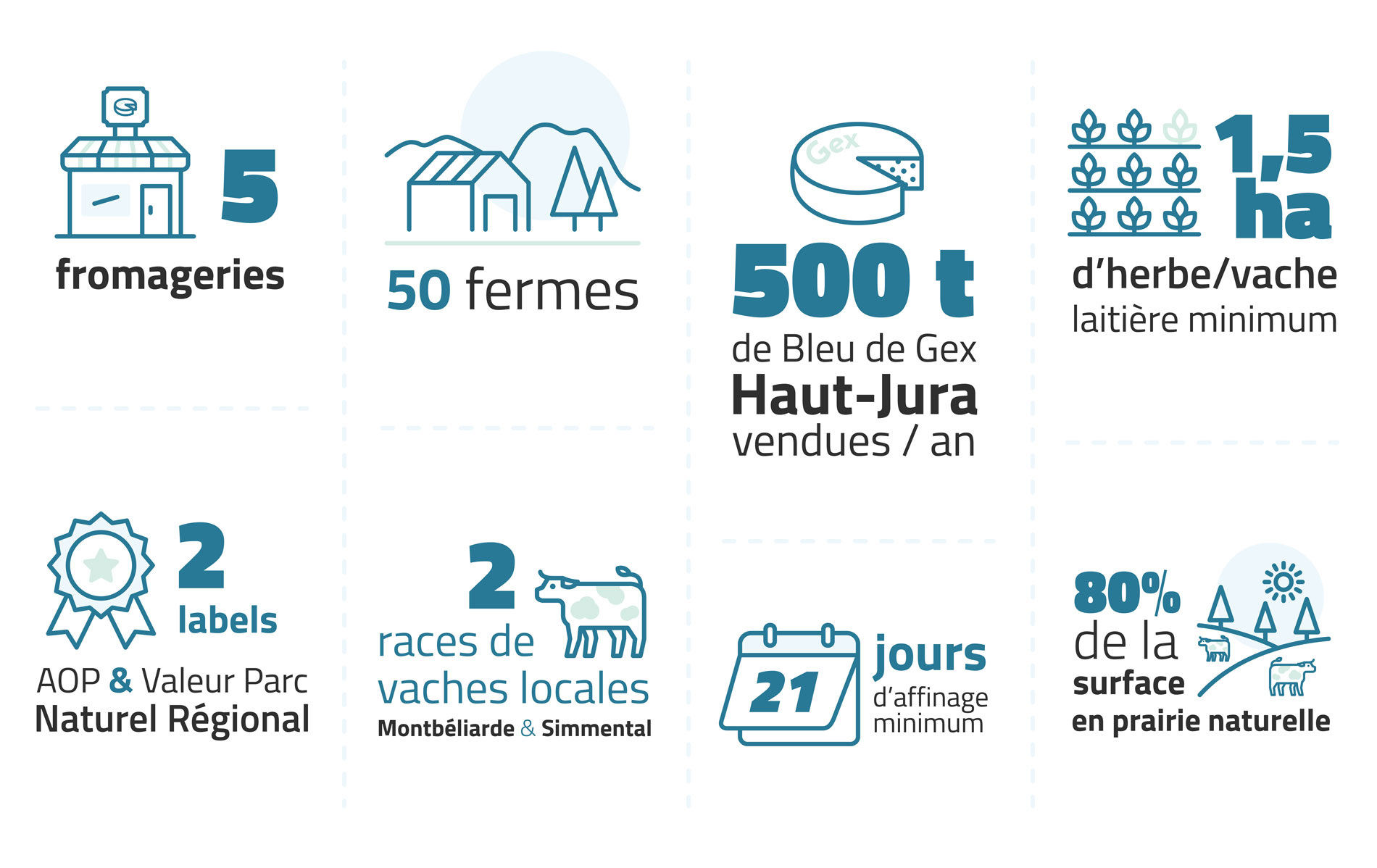 Infographie des chiffres clés du Bleu de Gex Haut-Jura